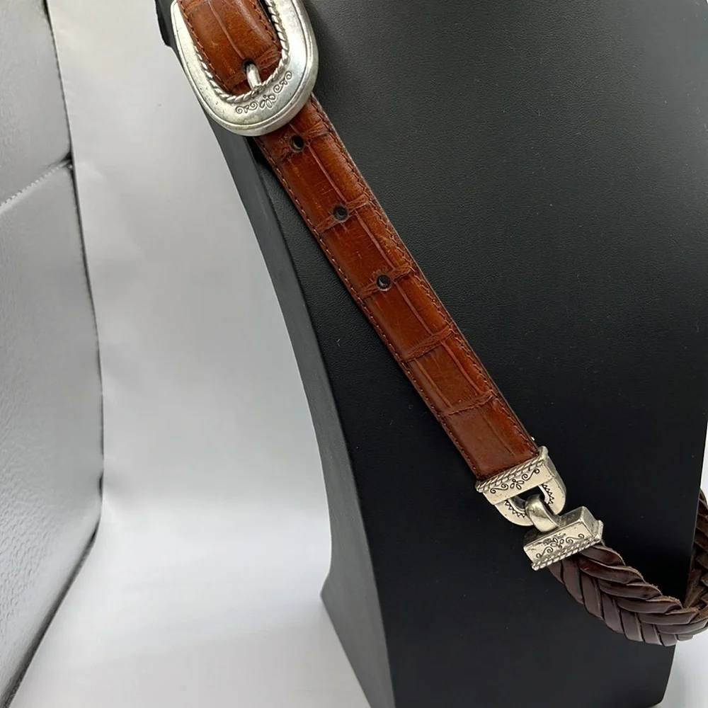 Vintage Brighton Two Tone Brown Leather and Leather Braid Size M 30
